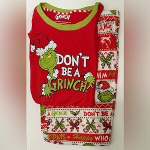 Dr. Seuss Grinch Red and Green Kids Pajama Set large 12/14
